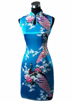 De Vânzare la cald Alb de Femei din China Mătase Rayou Cheongsam de Vară Elegant Mini Qipao Rochie de Flori S M L XL XXL Mujeres Vestido J5143