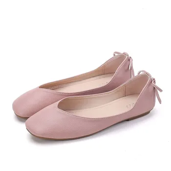 TIMETANGLarge dimensiune 35-43 femei pantofi plat fără dantelă Bomboane de culoare moale confortabil femeie barca pantof negru roz doamnelor balerine