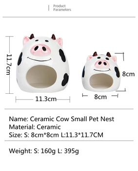 Noi Ceramică Hamster Pat Case De Desene Animate Vacă Mici Animale De Companie Habitate Cusca Casa De Vară Se Răcească Hamster Ascunzătoarea Cuib