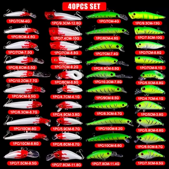 40-50pcs Momeli de Pescuit set Momeală de Pescuit Mixte Dimensiunea de Pescuit Mixte Minnow Momeli/Popper Atrage/Demaraj se Amestecă Culorile Atrage Seturi