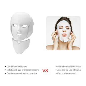 LED Masca Faciala Lumina de Îngrijire a Pielii 7 Culori Terapie Frumusețe Foton Întinerire Rid Îndepărtarea Acnee Față, pe Gât, Spa Frumusete Instrument