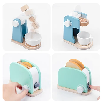 Copii Jucărie Din Lemn Pretinde Joc De Simulare De Bucătărie, Mașină De Cafea Gatit Model Set Jucarii Educative Pentru Copii De Fete