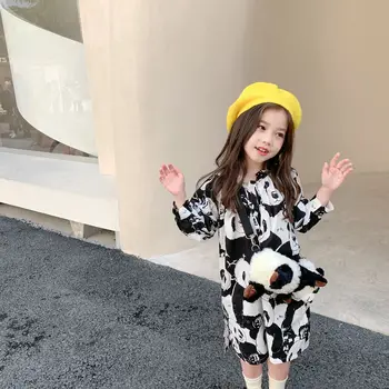 2021 Primavara-Vara Scoala de Fete de Moda Panda Rochie cu Maneca Lunga Copii Rochii Baby Toddler Cheongsam Copii Qipao Haine