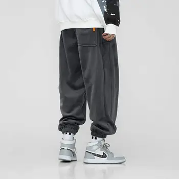 Iarna Japoneză Streetwear Digital De Înaltă Calitate Imprimate Scrisoare Fleece Sport Casual Pantaloni Hip Hop Joggeri Bărbați Pantaloni De Trening Coreeană