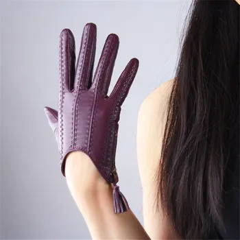 Touchscreen Mănuși din Piele Importate Ciucure din piele de Capra cu Fermoar Stil Scurt Femei Mănuși de Moda de sex Feminin de Conducere Manusi TB08