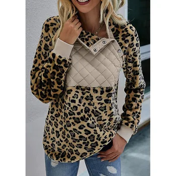 WEPBEL Femei Plus Dimensiune Jachete Top Leopard Camuflaj Tipărite Pulovere cu Mâneci Lungi Pierde Bluze Femei Bluze Casual
