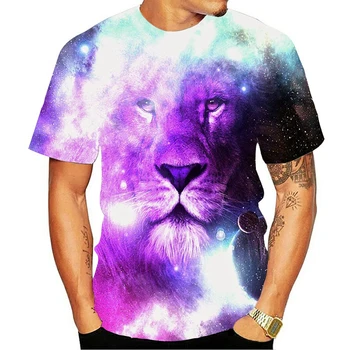 Animale amuzant 3D leu T-shirt pentru bărbați și femei de vară de imprimare 3d leu fată băiat tigru 3D top T-shirt