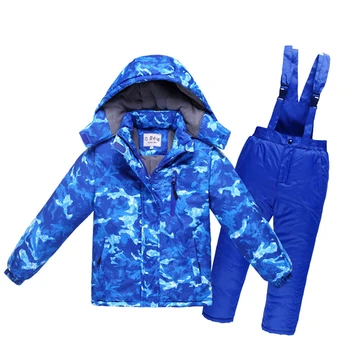-30 de Camuflaj Copii de Zăpadă costum de sport în aer liber purta snowboarding Seturi Termic Cald Copiii de Schi sacou + salopete de Zăpadă gâfâi Băiat sau Fată