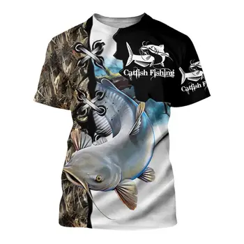 PLstar Cosmos Bas de Pescuit Păstrăv Fisher Animal Camo Casual Tricou Amuzant NewFashion 3DPrint Unisex Vara T-Shirt cu Maneci Scurte D4