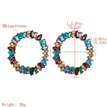 Moda Hollow Spirale Colorate Cercul Rotund Cercei Stud Pentru Femei Curcubeu Stras Cercei Piercing Partid Cadouri Bijuterii