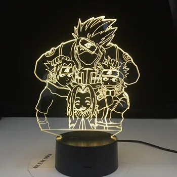 LED Lumina de Noapte Naruto Desene animate copii Kakashi, Sasuke, Sakura Japoneză Manga Anime Prietenie Senzor Lampa de Veghe Lampa 3D