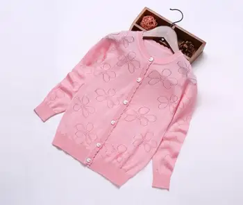 Rlyaeiz Moda Subțire Fete Pentru Copii Pulover Florale Gol 2018 Primavara Toamna Tricotat Cardigan Casual Cu Maneca Lunga-Solidă Pulover Fata