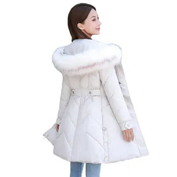 Haina de iarna pentru Femei Bej M-4XL Plus Dimensiune Hanorac cu Glugă de Blană 2019 Noua Moda coreeană Subțire de Buzunar Gros Caldura Jacheta Feminina LD1238