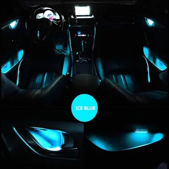 BeCar 4BUC Interior Masina Atmosferă de Lumină pentru Interior Auto Mânerul Ușii Mâner Decorativ Boluri de Lumină LED 6 Culori Decorative Lampa