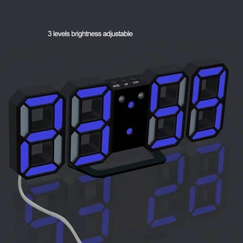 Reglabil 24/12 Ore de Afișaj Ceas cu Alarmă Digital cu LED-uri Ceas de Perete 3D Ceas de Masa Calendar de Afișare a Temperaturii Luminozitate