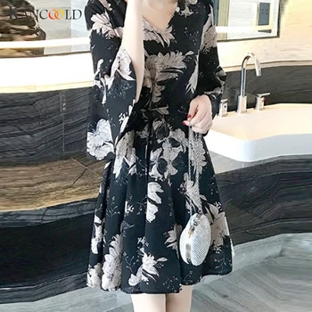 KANCOOLD rochie pentru Femei de Moda de Imprimare Genunchi Lungime Jumătate de Semnalizare Maneca Rochie de Vara V-Neck Loose Elegant rochie nouă femei 2019MAY23