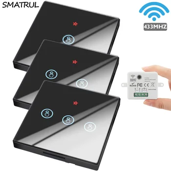 SMATRUL Mini Module Smart Home Wireless perete Touch Comutator Lumina 433MHZ 110V 220V Control de la Distanță Modul Ecran de Sticlă Panou Pe Off