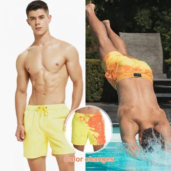 2020 Nou Uimitoare Schimbare de Culoare de Înot, Costume de baie, costume de Baie pe Care Oamenii de Înot pantaloni Scurți pentru Bărbați Plajă, Înot Masculin Boxeri Sexy Gay