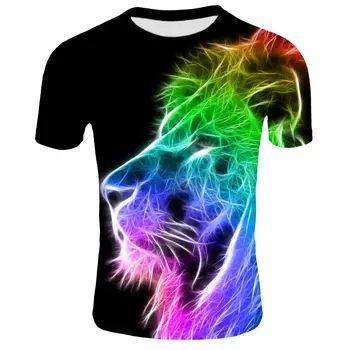 2020 nou 3D de imprimare color leu T-shirt street wear distractiv de imprimare de moda de top T-shirt pentru bărbați