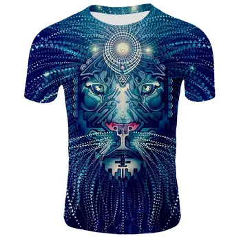 2020 nou 3D de imprimare color leu T-shirt street wear distractiv de imprimare de moda de top T-shirt pentru bărbați