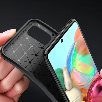 KEYSION Caz de Telefon pentru Samsung M51 Fibra de Carbon Textura rezistenta la Socuri Silicon de Protecție Capacul din Spate pentru Galaxy M31S M31 M21 M01