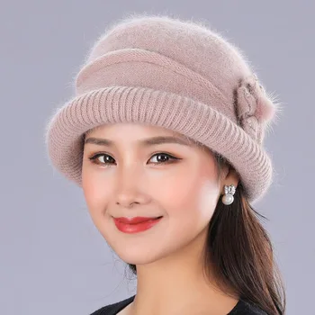 SUOGRY Femei Iarna Căciulă de Iepure Piei de Animale Lână Tricot Pălărie Și Eșarfă Culori Solide Gorros Capac Pălărie Cald Chelioși