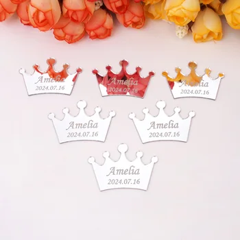 20buc Oglindă Coroana 3cm Personalizat, Acrilic Ziua Concept Cu Numele Tău a Făcut ca Cererea Fetita Oaspete Party Cadou