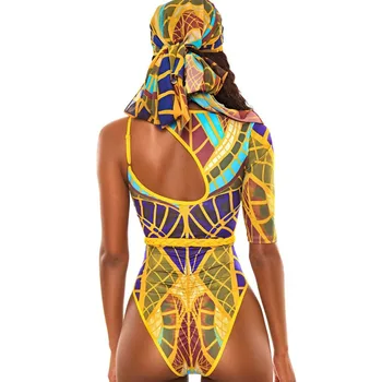 African Tipărite De Costume De Baie Femei-O Bucată De Costume De Baie Decupate Monokini 2020 Un Umăr Plaja Costume De Baie Totem Costum De Înot