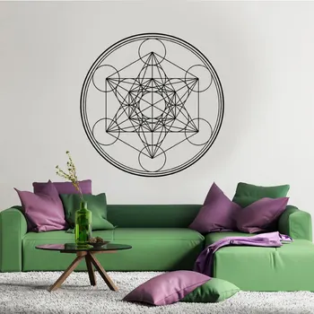 GEOMETRIA SACRĂ Perete Decal Cubul lui Metatron Alchimie Geometrice Perete de Vinil Autocolant Linie Cerc Mandala 3112