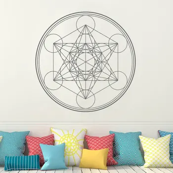 GEOMETRIA SACRĂ Perete Decal Cubul lui Metatron Alchimie Geometrice Perete de Vinil Autocolant Linie Cerc Mandala 3112