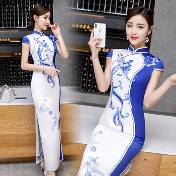 Plus Dimensiune 4XL Femei Rochii Elegante Cheongsam Chineză Timp de Satin Rochie de Banchet Qipao Flori Rochii Chineză Qipao Halat Orientale