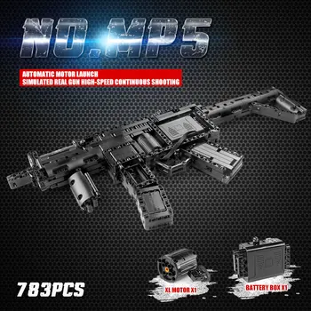 Mucegai Regele Creative Motorizate Bloc Arma MP5 Pistol Mitralieră de Model Blocuri Caramizi Jucarii Copii, Cadouri de Ziua de nastere