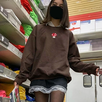 Femei Casual O Gât Tricoul Moda Toamna Imprimate Pulover cu Maneci Lungi Tricou coreean Streetwear Y2K