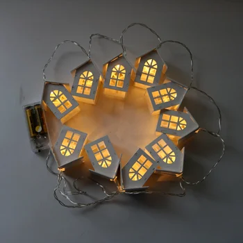 Ghirlandă cu LED-uri de Lemn Casa de Coarde CONDUS de 1,5 m 10LEDs Cameră Decor Șir Lampa de Nunta, Petrecere de Vacanță Lumini de Basm Noutate Lumina de Noapte Lampa