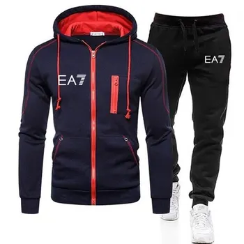 2020New Trening Bărbați seturi de EA7 Imprimare Jachete cu Glugă set Fleece Hanorac Sport Set Pantaloni Hanorace Barbati 2 bucata set