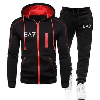 2020New Trening Bărbați seturi de EA7 Imprimare Jachete cu Glugă set Fleece Hanorac Sport Set Pantaloni Hanorace Barbati 2 bucata set