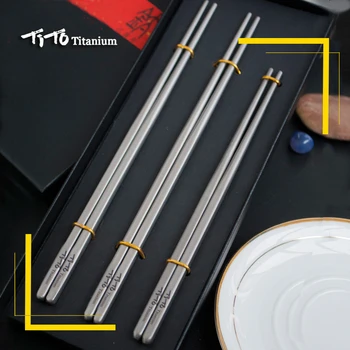 TiTo pachet cadou titan betisoarele lingura cu furculita sau titan paie de familie în aer liber cu dublă utilizare aliaj de titan betisoarele