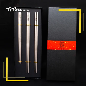 TiTo pachet cadou titan betisoarele lingura cu furculita sau titan paie de familie în aer liber cu dublă utilizare aliaj de titan betisoarele