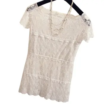 1 Bluza cu Maneci Scurte T Shirt Camisoles Străpuns Hollow-out Blusa Feminina Femei Topuri din Dantela Sexy Vesta de Îmbrăcăminte