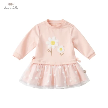 DBZ17126 dave bella primăvară fată copil drăguț arc broderii florale rochie copii de moda rochie de petrecere copii sugari lolita haine