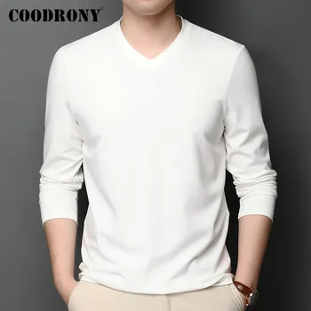COODRONY Brand T Camasa Barbati de Culoare Pură Casual cu Maneci Lungi T-Shirt pentru Bărbați Haine de Primavara Toamna Noi de Calitate de Top Tricou Homme C5009