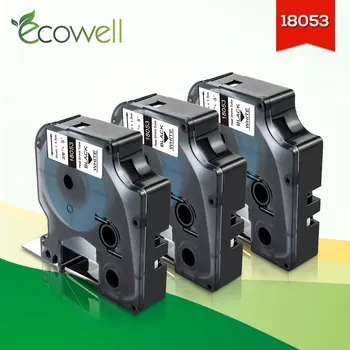 Ecowell 3pcs compatibil pentru Dymo Rhino 4200,5200,6000,6200 Label Maker 18053 Industrial Rhino HeatShrink eticheta de pe Tub bandă de 9 mm