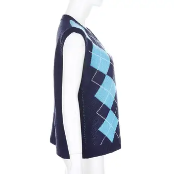ZITY Model Argyle Tricotate Pulover Vesta Femei 2020 Anglia Stil Carouri Y2k Haine V Gât 90 Tricotaje de Toamna Iarna
