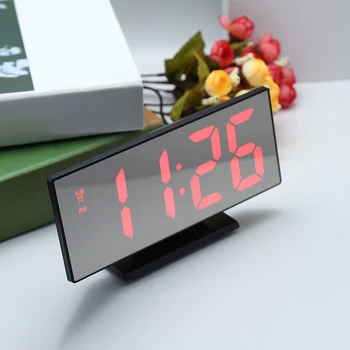 Ceas cu Alarmă Digital cu LED-uri Oglindă Ceas Multifuncțional Timp de Amânare a Afișa Lumina de Noapte LCD Desktop Desktop Despertador Cablu USB