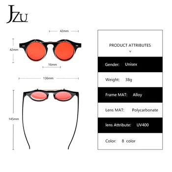 JZU Epocă SteamPunk ochelari de soare barbati femei Flip Up de Moda Clasic Dublu Strat Clapetă Design Rotund ochelari de Soare Oculos De Sol
