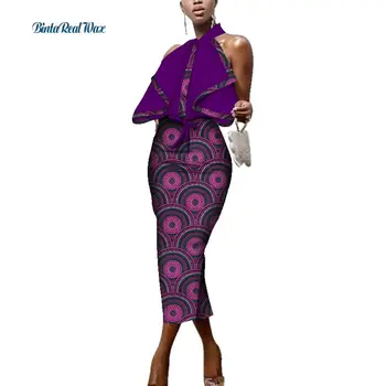 Obiceiul African Wax Mozaic de Imprimare Rochii pentru Femei Bazin Riche Sexy Rochie Dreaptă Tradiționale Africane Design de Îmbrăcăminte WY3421