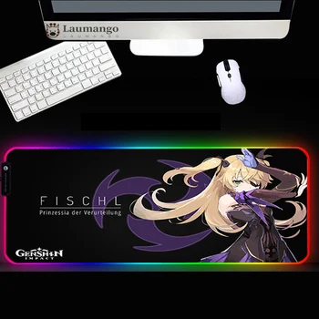 Genshin impact Colorate Mouse Pad RGB Anime de Mari Dimensiuni LED-uri Strălucire Mouse-ul Mat USB Keyboard Desk Pad