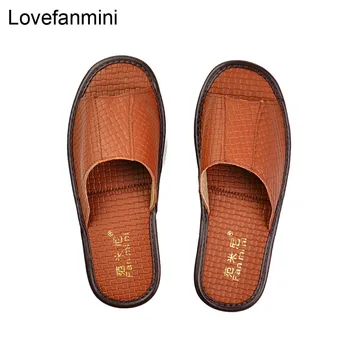 Genuine Piele de Vacă papuci cuplu de interior non-alunecare bărbați femei casa de moda casual, pantofi singur TPR talpa moale primavara-vara