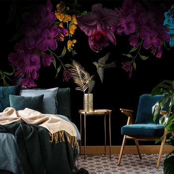 Foto personalizat Impermeabil Panza 3D Tapet Pictate manual Flori de Bujor Negru Living Dormitor Fundal de Perete Poster Mural