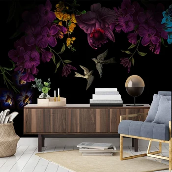 Foto personalizat Impermeabil Panza 3D Tapet Pictate manual Flori de Bujor Negru Living Dormitor Fundal de Perete Poster Mural